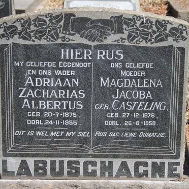 LABUSCHAGNE Adriaan Zacharias Albertus 1875-1955 & Magdalena Jacoba CASTELING 1876-1958