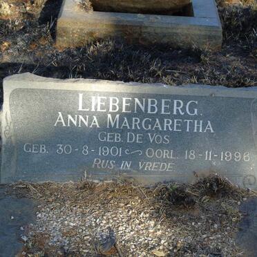 LIEBENBERG Anna Margaretha nee DE VOS 1901-1996