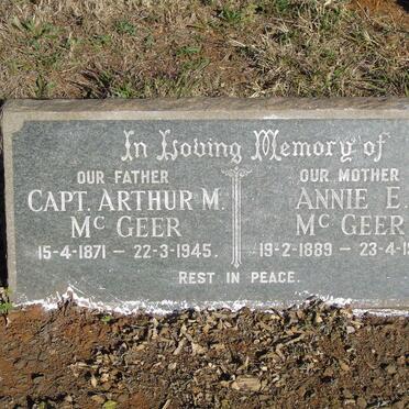 McGEER Arthur M. 1871-1945 &amp; Annie E. 1889-1944