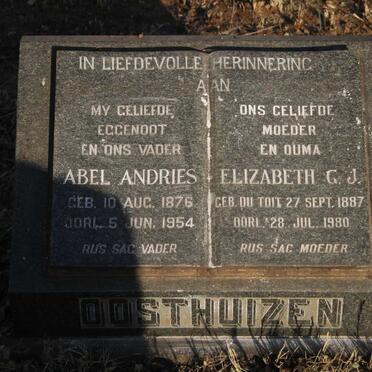 OOSTHUIZEN Abel Andries 1876-1954 & Elizabeth G.J. DU TOIT 1887-1980