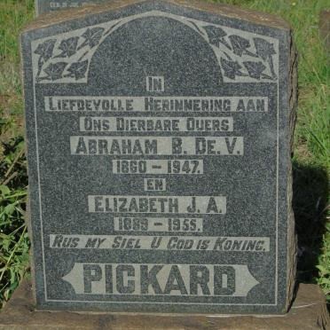 PICKARD Abraham B. de V. 1860-1947 & Elizabeth J.A. 1889-1955