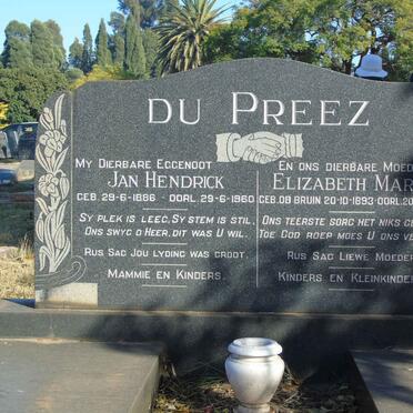PREEZ Jan Hendrick, du 1886-1960 &amp; Elizabeth Maria DE BRUIN 1893-1967