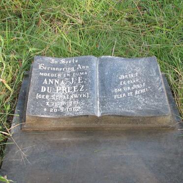PREEZ Anna J.E., du nee SCHALKWYK 1891-1962