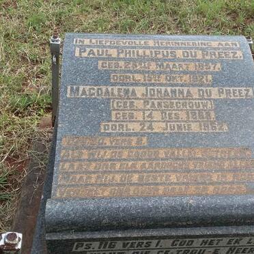 PREEZ Paul Phillipus, du 1857-1921 &amp; Magdalena Johanna PANSEGROUW 18?8-1962