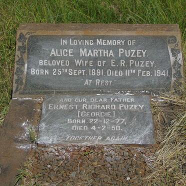 PUZEY Ernest Richard 1877-1950 & Alice Martha 1891-1941