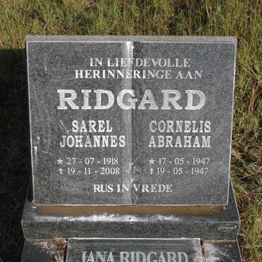RIDGARD Sarel Johannes 1918-2008 & Jana 1922-2010 :: RIDGARD Cornelis Abraham 1947-1947