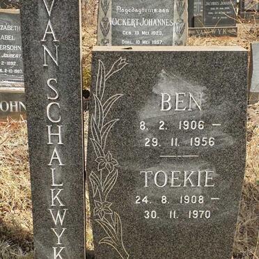 SCHALKWYK Ben, van 1906-1956 & Toekie 1908-1970