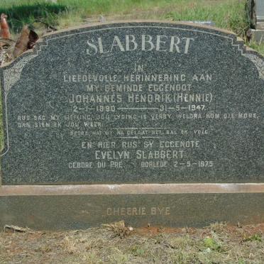 SLABBERT Johannes Hendrik 1890-1947 & Evelyn DU PRE -1975