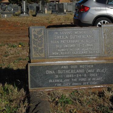 SUTHERLAND Sheila 1922-1944 :: SUTHERLAND Dina nee OLIE 1893-1963