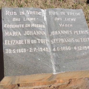TOIT Johannes Petrus Stephanus, du 1860-1948 &amp; Maria Johanna Elizabeth 1860-1940