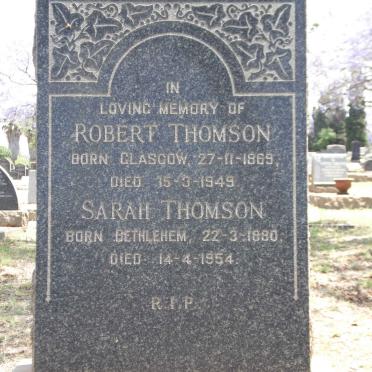 THOMSON Robert 1869-1949 &amp; Sarah 1880-1954