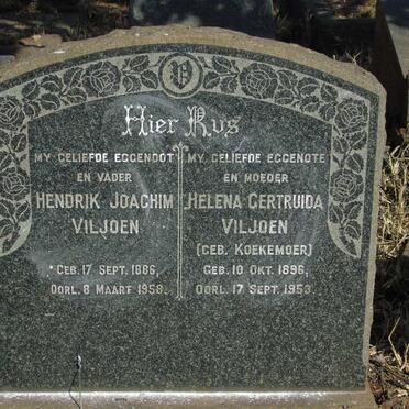 VILJOEN Hendrik Joachim 1886-1958 & Helena Gertruida KOEKEMOER 1896-1953