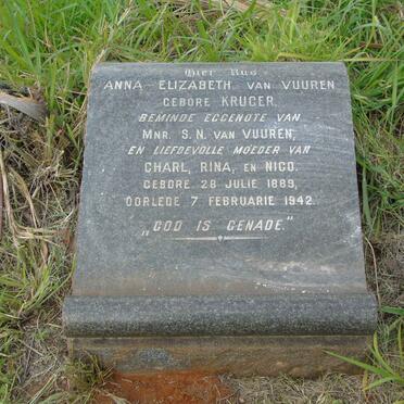 VUUREN Anna Elizabeth, van nee KRUGER 1889-1942