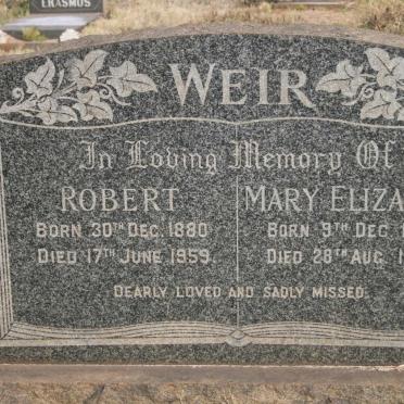 WEIR Robert 1880-1959 &amp; Mary Elizabeth 1879-1965