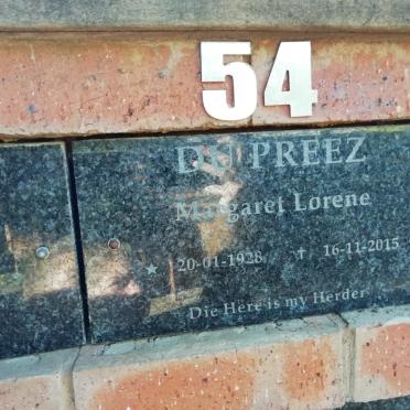 PREEZ Margaret Lorene, du 1928-2015