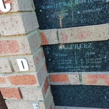 PREEZ Wikus, du 1936-2018 &amp; Alta 1939-2008