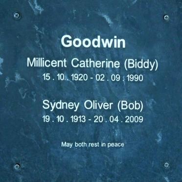 GOODWIN Sydney Oliver1913-2009 &amp; Millicent Catherine 1920-1990 &amp;