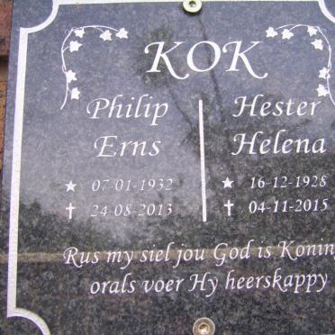 KOK Philip Erns 1932-2013 &amp; Hester Helena 1928-2015