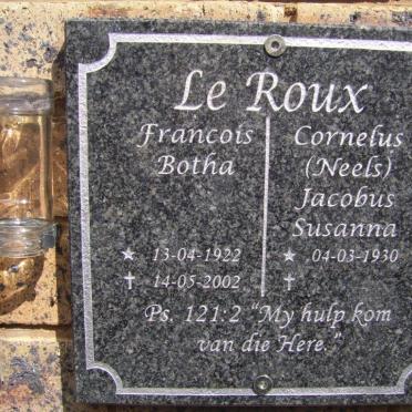 ROUX Francois Botha, le 1922-2002 &amp; Cornelus Jacobus Susanna 1930-
