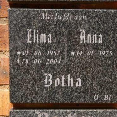 BOTHA Anna 1925- :: BOTHA Elima 1952-2004