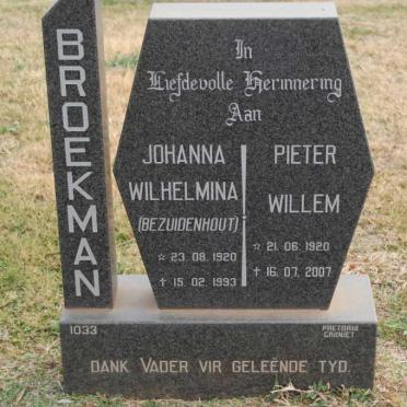 BROEKMAN Pieter Willem 1920-2007 &amp; Johanna Wilhelmina BEZUIDENHOUT 1920-1993