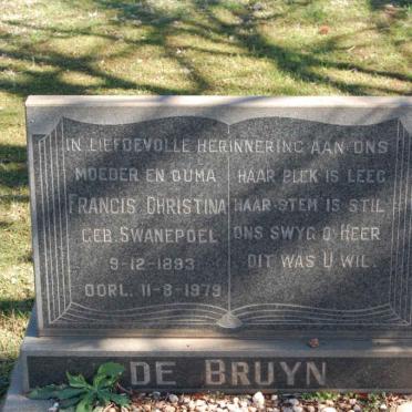 BRUYN Francis Christina, de nee SWANEPOEL 1893-1979