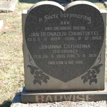 BARWISE Jan Bernardus Christoffel 1894-1950 &amp; Johanna Catharina GROBLER 1905-1971
