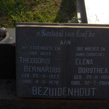 BEZUIDENHOUT Theodorus Bernardus 1927-1970 &amp; Elena Dorothea 1929-2004 :: GROENEWALD Johan 1922-1998