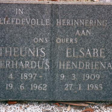 BERRY Theunis Gerhardus 1897-1962 &amp; Elsabe Hendrina KUNZ 1909-1985