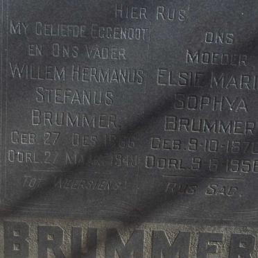 BRUMMER Willem Hermanus Stefanus 1866-1949 &amp; Elsie Maria Sophya 1870-1956