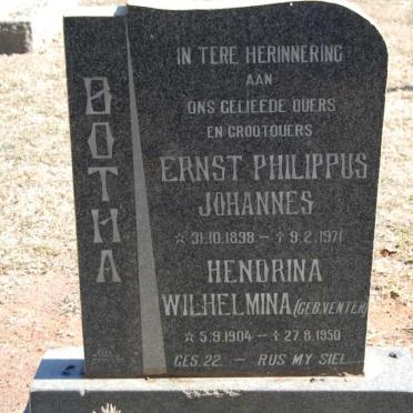 BOTHA Ernst Philippus Johannes 1898-1971 &amp; Hendrina Wilhelmina VENTER 1904-1950