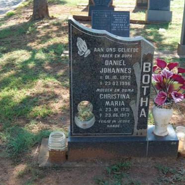 BOTHA Daniel Johannes 1922-1996 &amp; Christina Maria 1931-1987