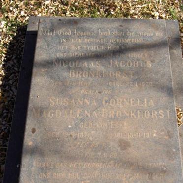 BRONKHORST Nicolaas Jacobus  1867-1930 &amp; Susanna Cornelia Magdalena VAN ECK 1871-1917
