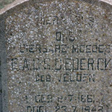 CEDERCKS E.A.C.S. nee VELDEN 1861-1943