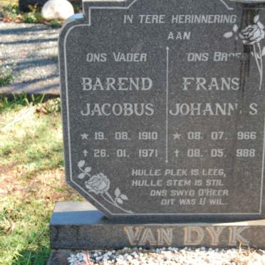 DYK Barend Jacobus, van 1910-1970 :: VAN DYK Frans Johannes 1966-1988