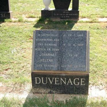 DUVENAGE Johanna Helena nee ERASMUS 1906-1979