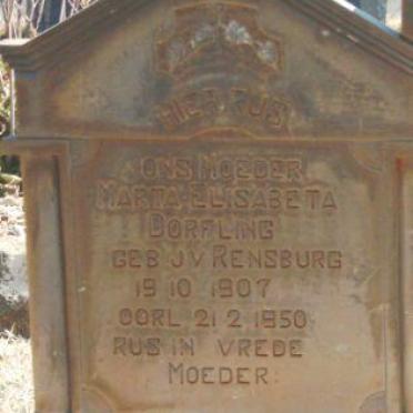 DORFLING Johannes Petrus Lavras van Dyk 1880-1955 &amp; Marta Elisabeta J.V. RENSBURG 1907-1950