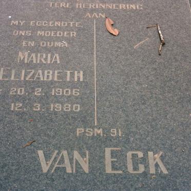 ECK Maria Elizabeth, van 1906-1980