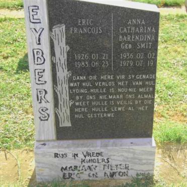 EYBERS Eric Francois 1926-1983 &amp; Anna Catharina Barendina SMIT 1936-1979