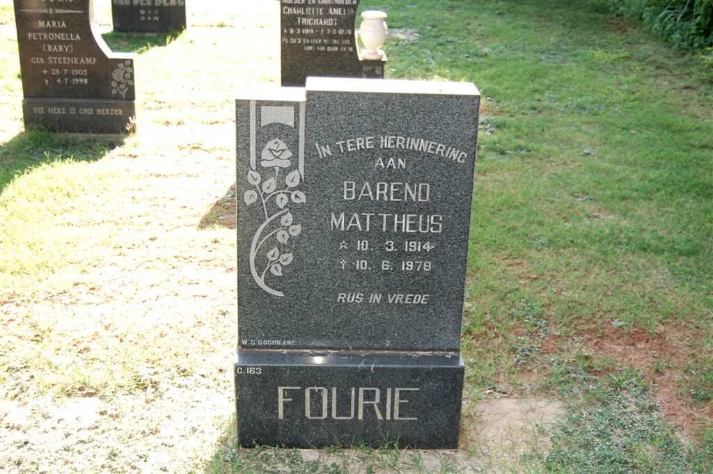 FOURIE Barend Mattheus 1914-1978