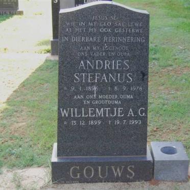 GOUWS Andries Stefanus 1896-1978 &amp; Willemtje A.G. 1899-1993