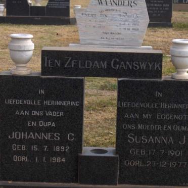GANSWYK Johannes G., Ten Zeldam 1892-1984 &amp; Susanna J. 1901-1977