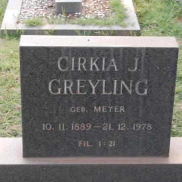GREYLING Cirkia J. nee MEYER 1889-1978