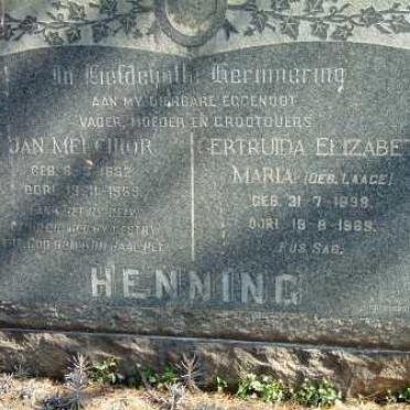 HENNING Jan Melchior 18??-1959 &amp; Gertruida Elizabeth Maria LAAGE 1898-19??