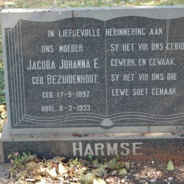 HARMSE Jacoba Johanna E. nee BEZUIDENHOUT 1897-1933