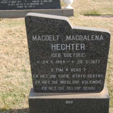 HECHTER Magdelt Magdalena nee COETSEE 1894-1977