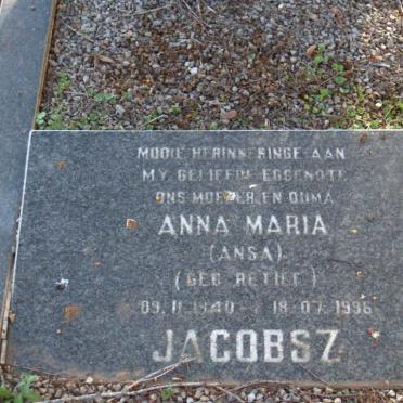 JACOBSZ Anna Maria nee RETIEF 1940-1996