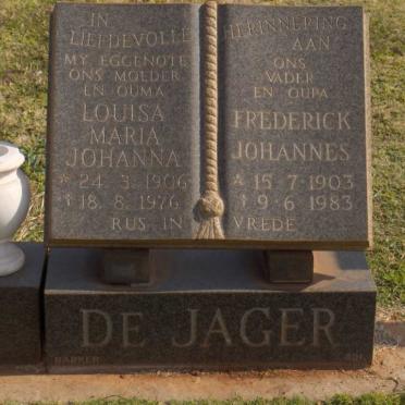 JAGER Frederick Johannes, de 1903-1983 &amp; Louisa Maria Johanna 1906-1976