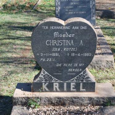 KRIEL Christina A. nee KOTZE 1891-1963