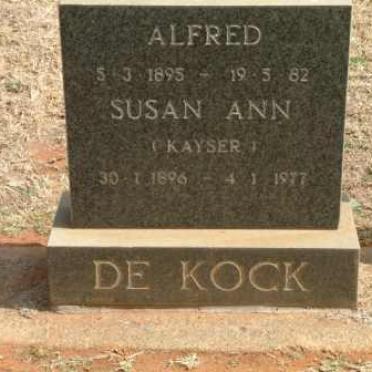 KOCK Alfred, de 1895-1982 &amp; Susan Ann KAYSER 1896-1977